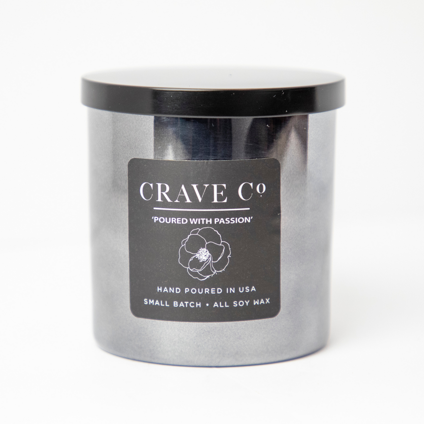 Shiny Metallic Glass w/Black Lid [8 oz.]