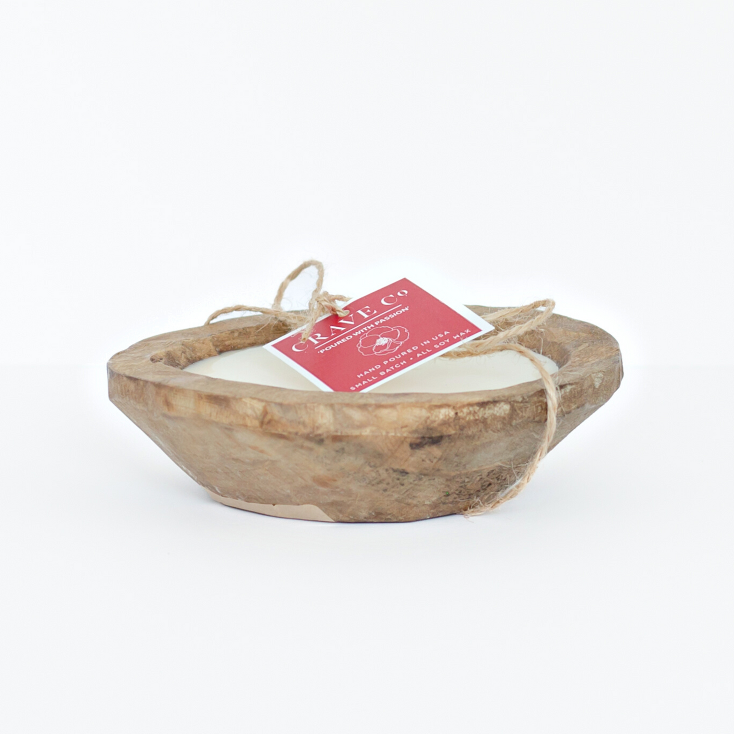 Hand Carved Wood Round Dough Bowl - Small