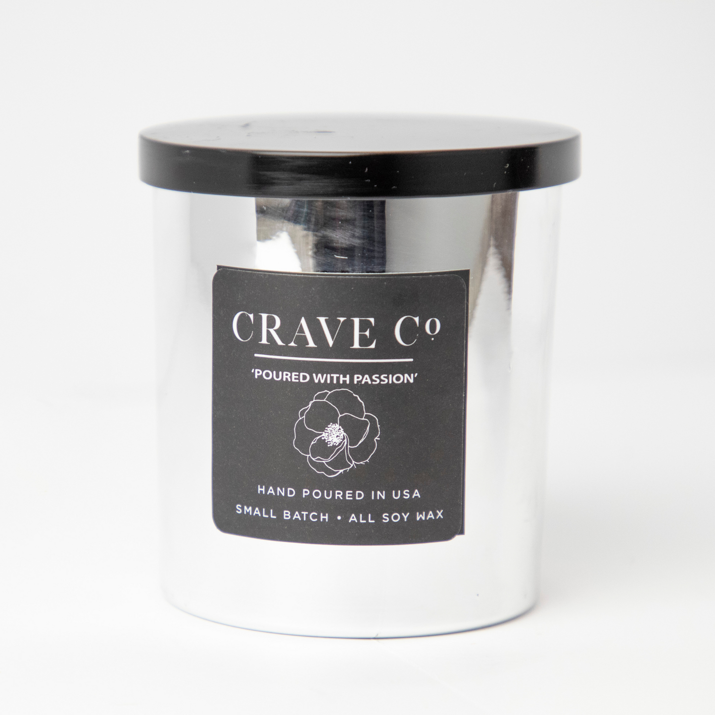 Shiny Metallic Glass w/Black Lid [8 oz.]