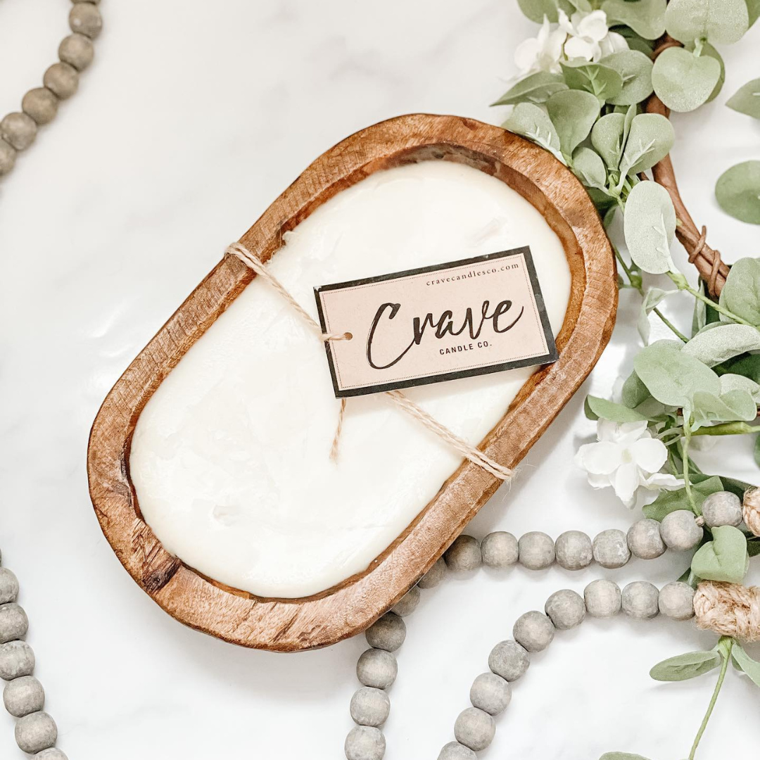 Hand-Carved Wood Dough Bowl [Mini-Size]-Crave Candles