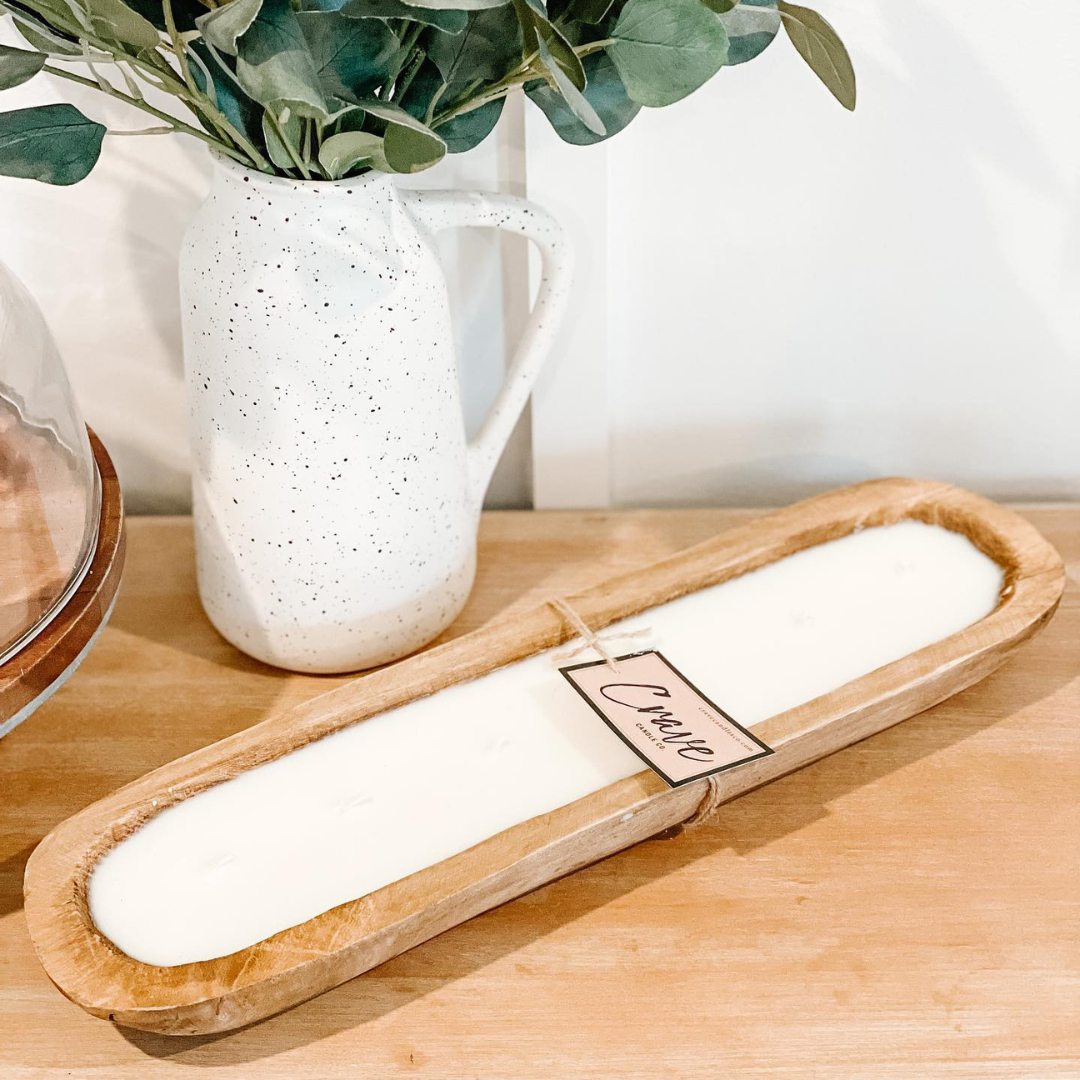 Hand Carved Wood Dough Bowl [LG]-Crave Candles