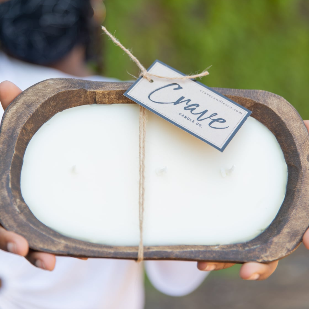 Hand-Carved Wood Dough Bowl [Mini-Size]-Crave Candles